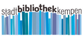 Logo der Stadtbibliothek Kempen: blaue Buchrücken, darüber der Schriftzug Stadtbibliothek Kempen